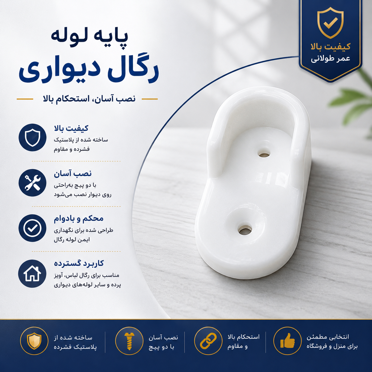 پایه  لوله رگال دیواری _  ۲ عددی