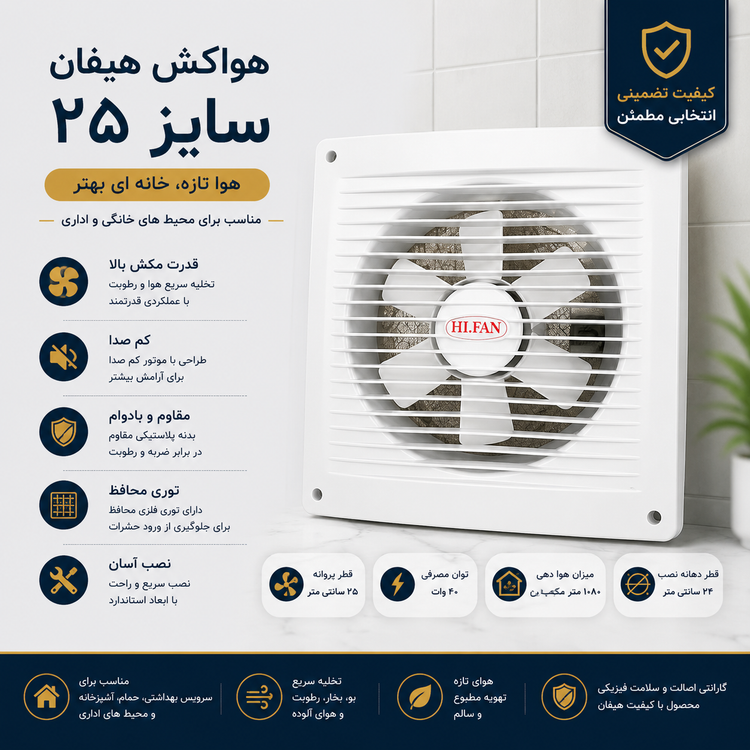 هواکش هیفان سایز ۲۵ پر قدرت _ استوک و سالم و تمیز