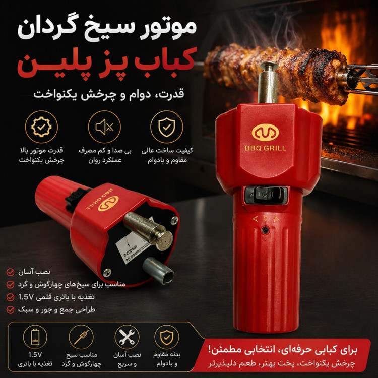 موتور سیخ گردان کباب پز پلین